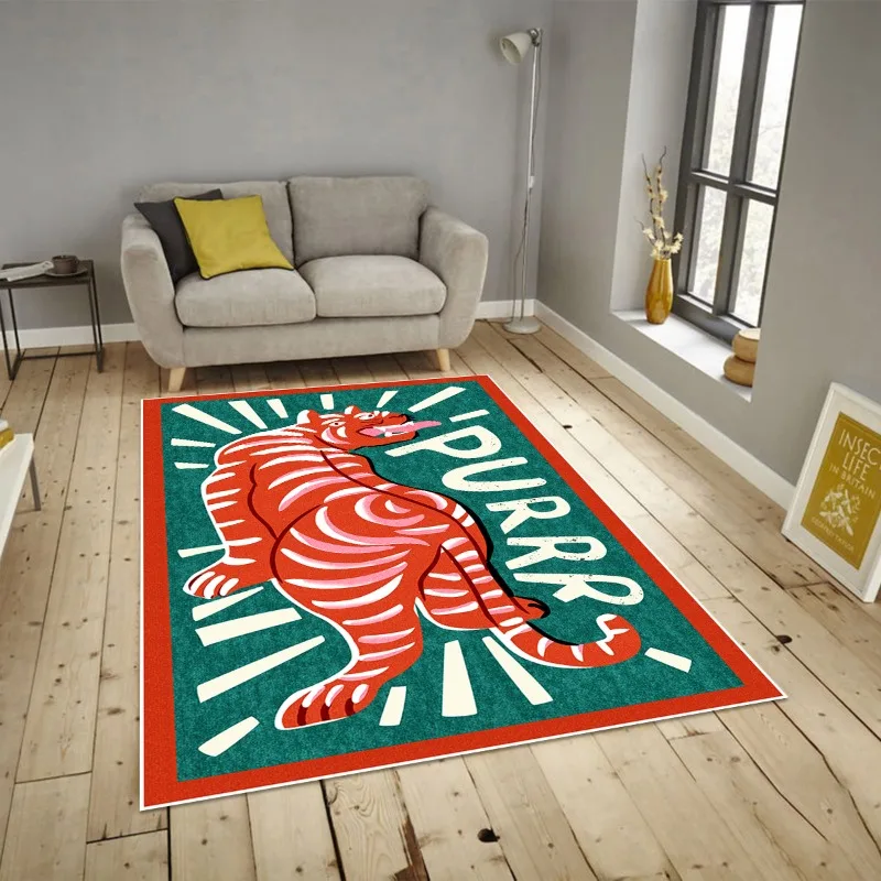Tiger Print Area Mat Indoor Decor for Bedroom, Living Room, Office, Bedroom Decor, Vibrant Room Accent, Durable Floor Covering view 2