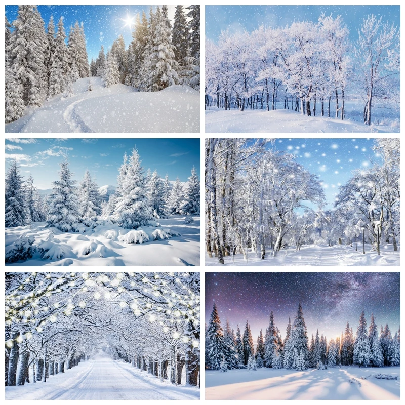 Winter Nature Scenery Photography Backdrop Snow Scene Forest Photographic Baby Portrait Background Photo Studio Photophone Props