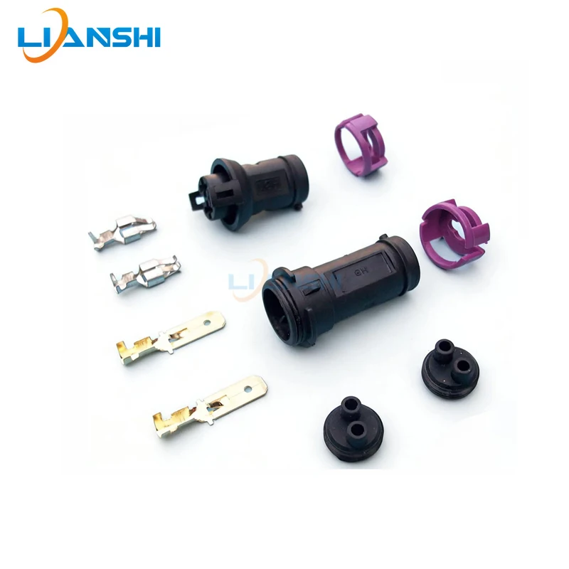 5set 2Pin 6.3mm Pitch Automotive Connector Male Female Plug Compatible with Universal Cars for Headlight Fan Horn Wiring Harness