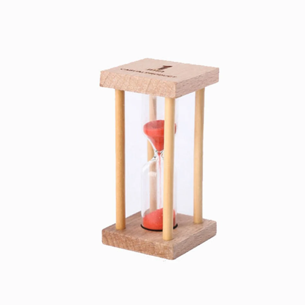 

Small Square Wooden Hourglass 1 Minute Sand Timer Kids Alarm Clock Desk Ornament Home Decor Study Office Kitchen Bar