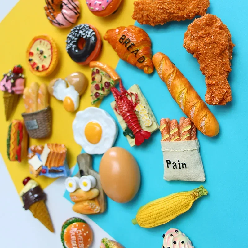 Hot dog French stick food fridge magnets refrigerator paste egg bread hamburger corn lobster refrigerator paste home decoration