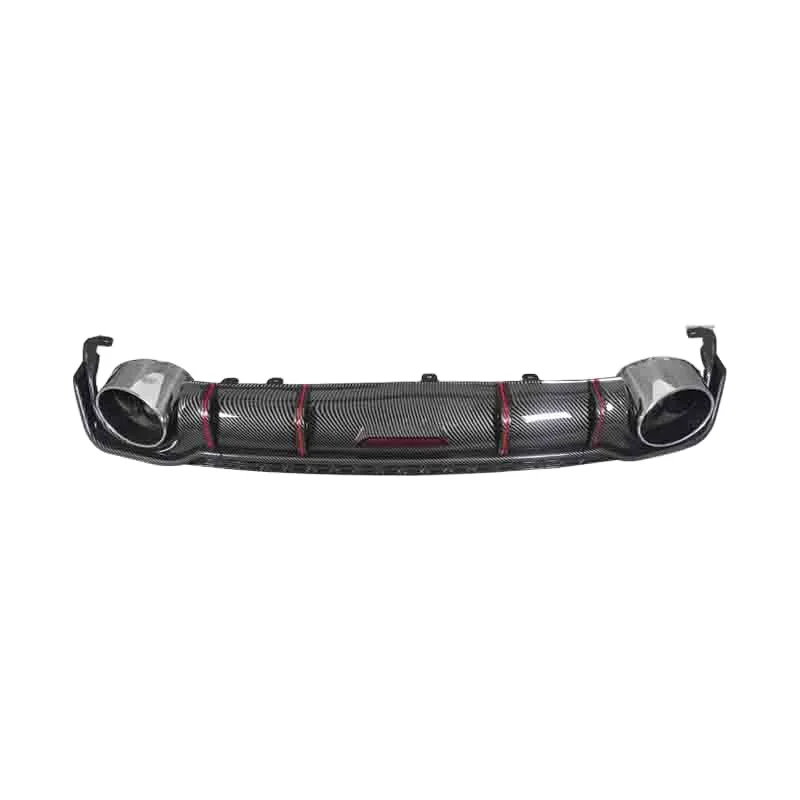 Body Kit Rear Diffuser For Audi A6L 2019-2022 Upgrade RS6 Style Car Rear Bumper Lip With GROSS BLACK WITH SILVER STRIP