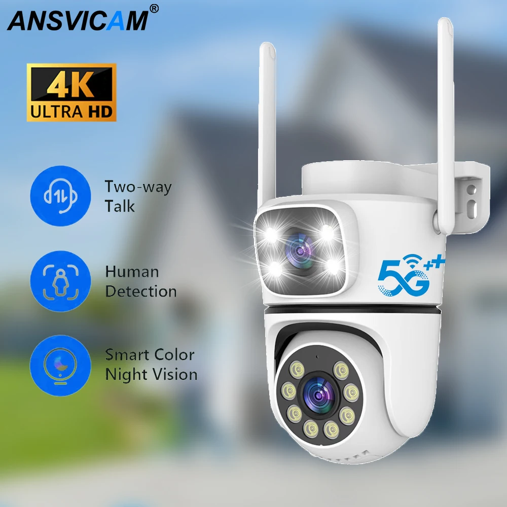 

Уличная камера PTZ 4K 8 МП Tuya Smart WiFi CCTV с двойным экраном 360° ° PTZ View AI Обнаружение человека Цветное ночное видение IP66