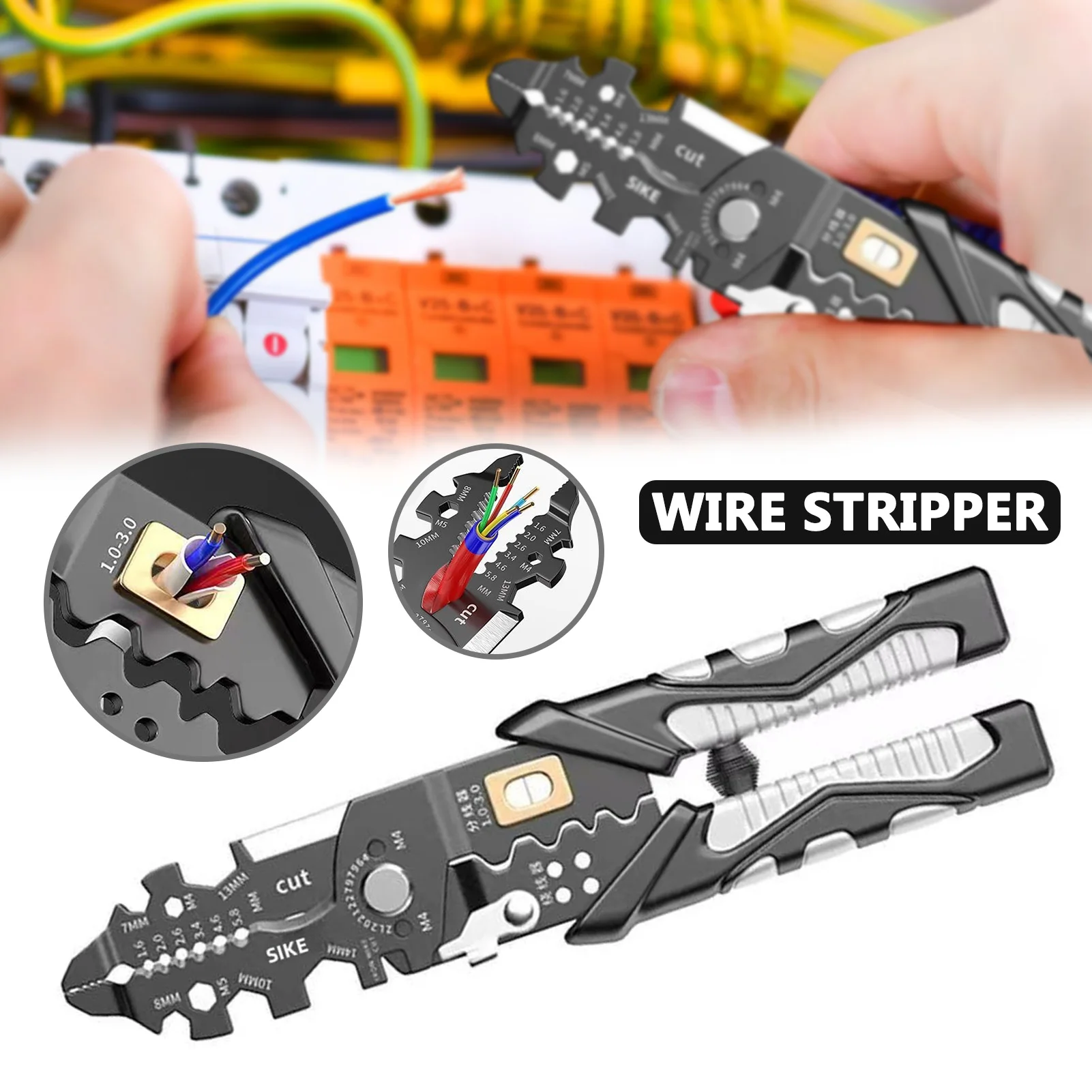 25 in 1 Electrician Wireman Cable Stripper Spring Design Multipurpose Multi-functional Cable Stripping Tool for Repairing Wiring