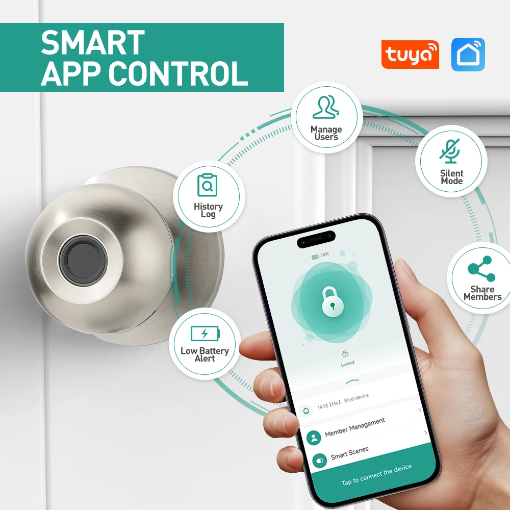 Viladepot Smart Lock Keyless Entry Door Lock Fingerprint APP Control Smart Door Lock Deadbolt Lock Interior Door 4