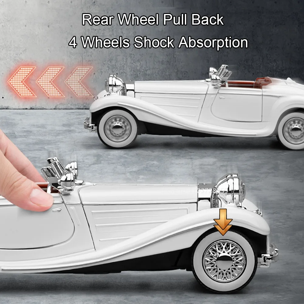 1:32 Phantom 500K Vintage auto speelgoedmodel legering gegoten geluid licht trek deuren geopend rubberen banden prachtig voertuig voor kinderen