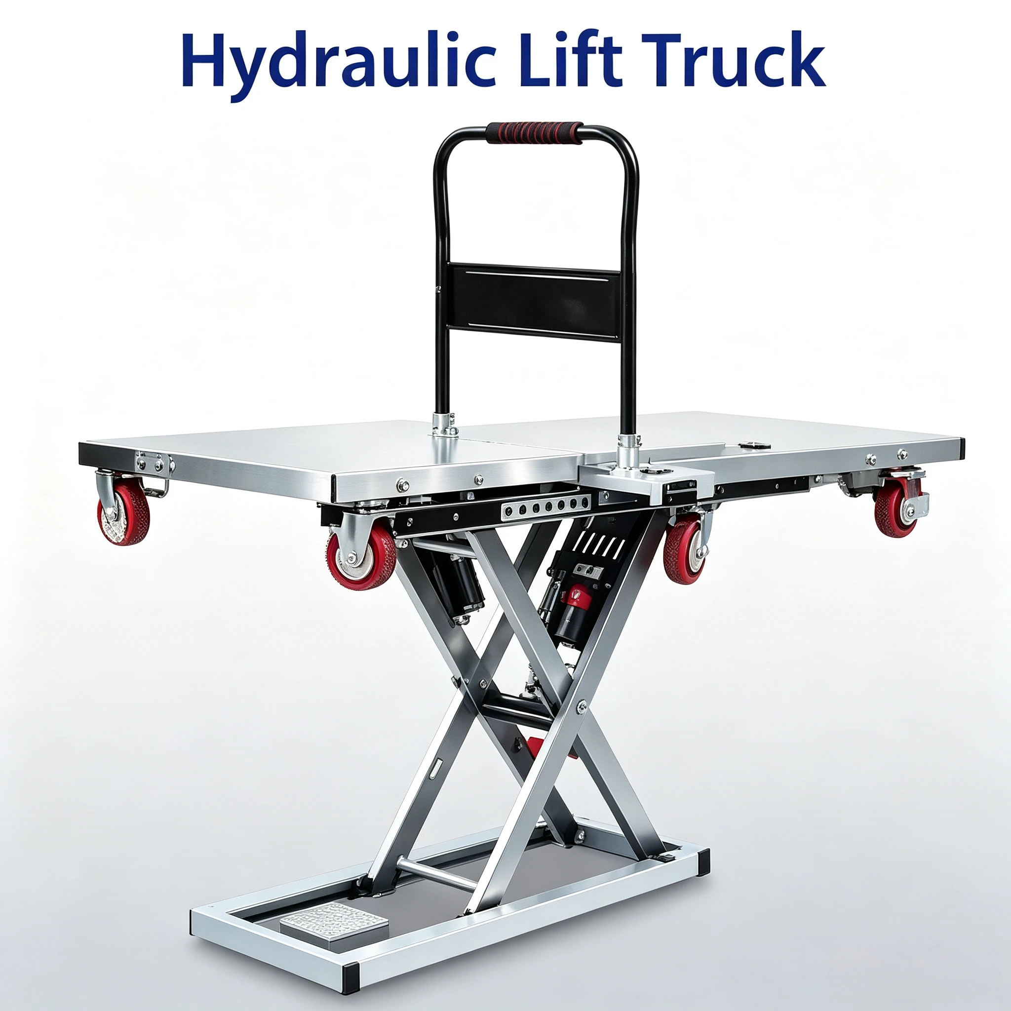 Hydraulic Scissor Electric Lifting Platform Trolley, Heavy Duty Flatbed Cargo Cart for Warehouse Truck Loading Unloading Work