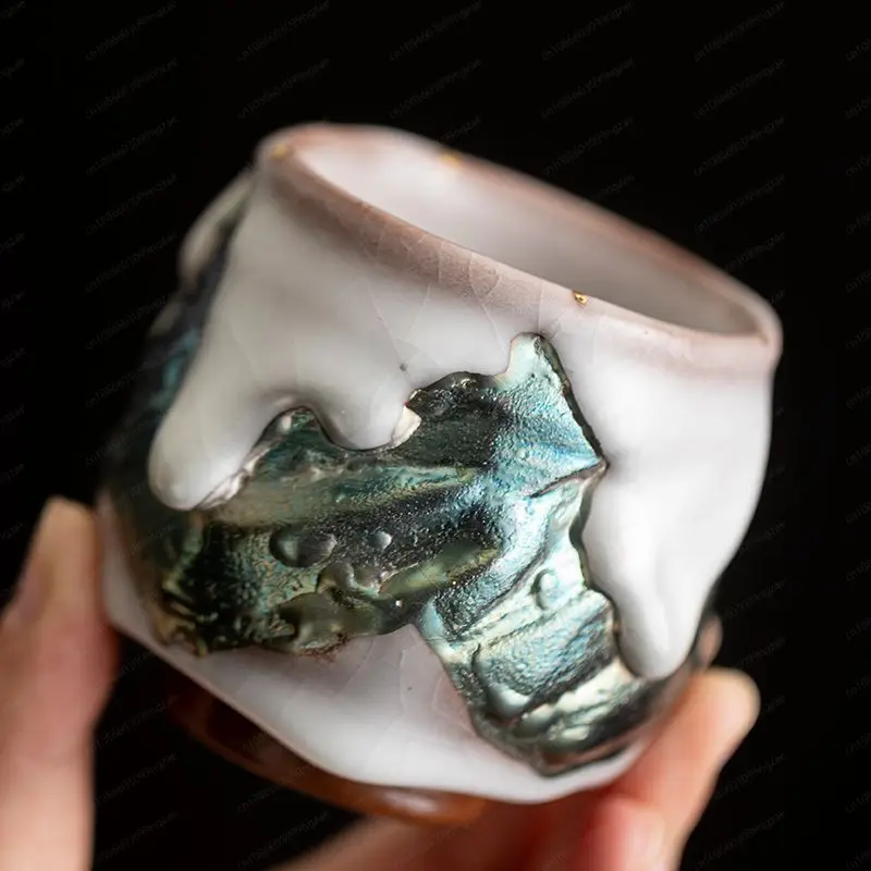 Ceramic silver master single cup retro high-end firewood-fired coarse pottery tea cup