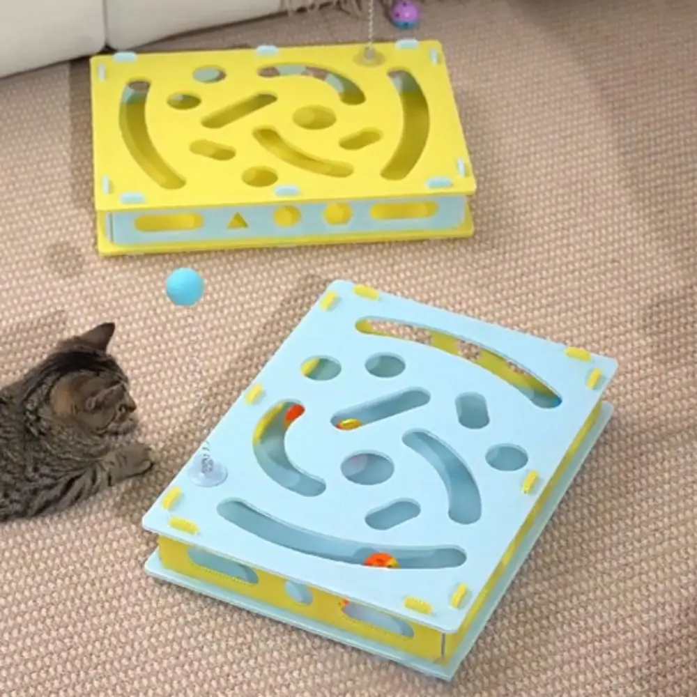 

Multi Hole Cat Maze Toys Plastic Puzzle Cat Toy Interactive Cat Toy with Balls Detachable Cat Bell Wheel Toy Self Happy