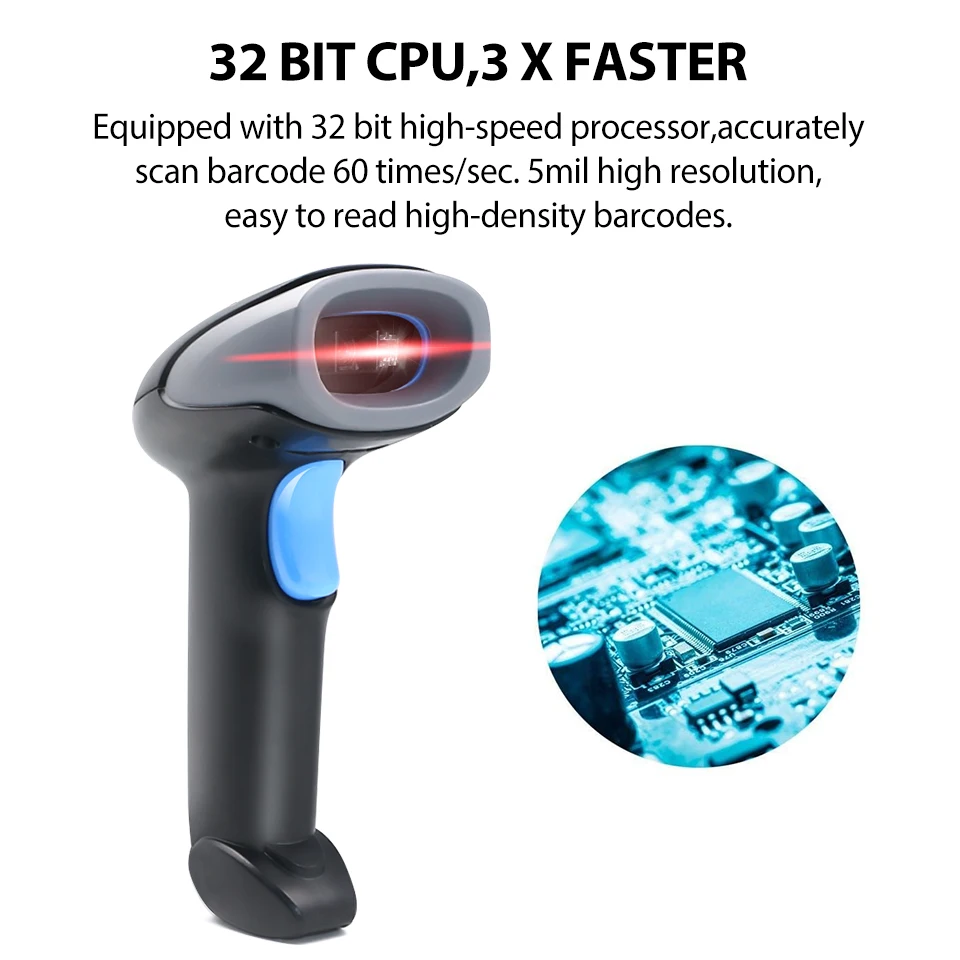 เครื่องอ่านบาร์โค้ด USB Qr แบบมีสาย 1D 2D เครื่องสแกนบาร์โค้ดแบบใช้มือถือซูเปอร์มาร์เก็ตสําหรับโซลูชัน POS