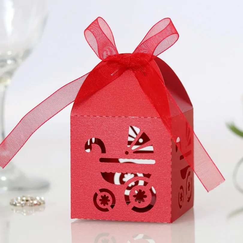 Baby Carriage Candy Box Baby Shower Carriage Paper Sweet Bag Carriage Party Favor Boxes Baptism Container Gift Box