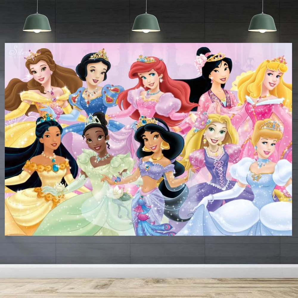 

Фон для фотосъемки с рисунком принцессы, коллекция плакатов для девочек, фон для дня рождения, декор для спальни, можно настроить