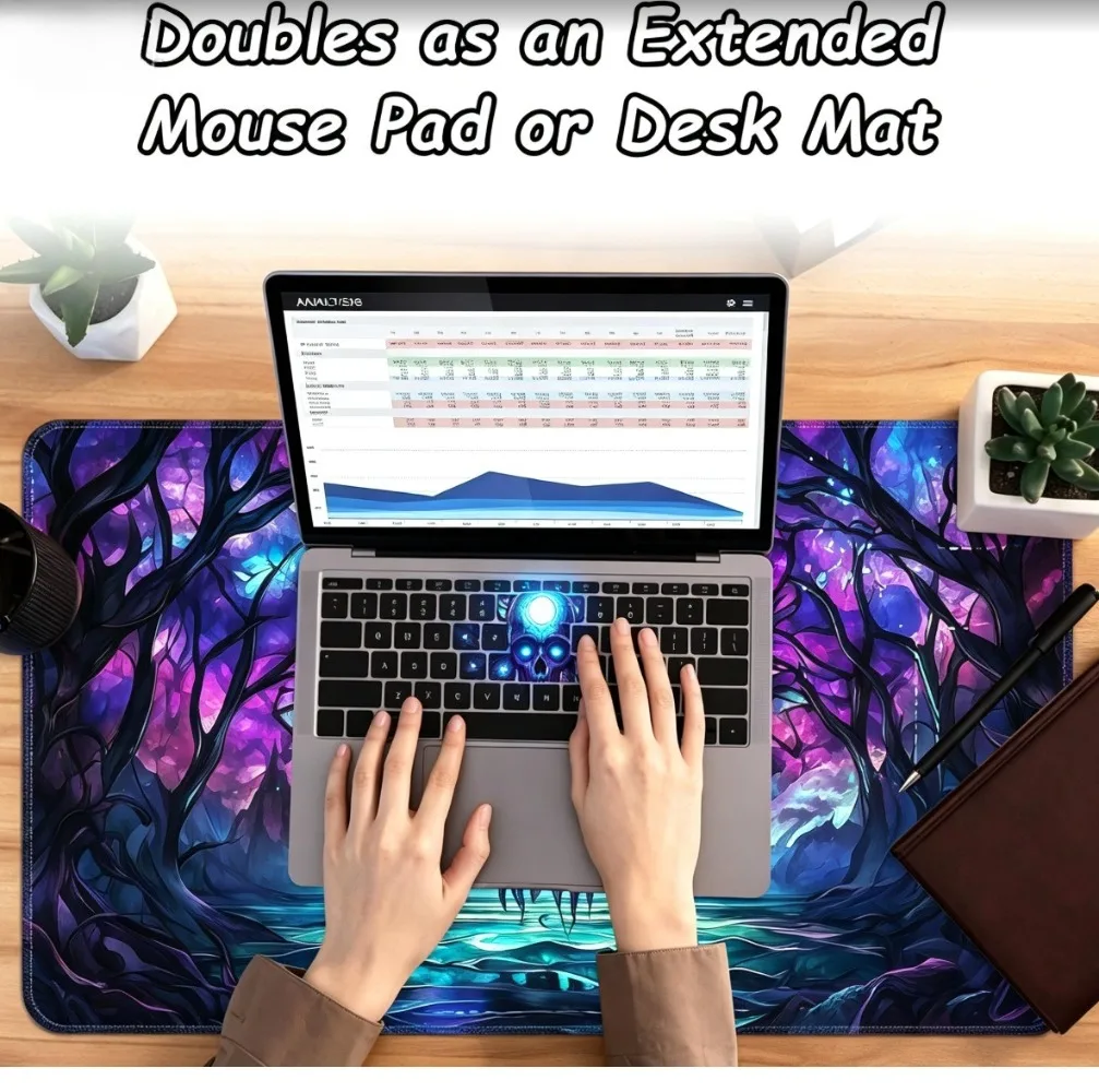 Stained Glass Skull Magic Forest Playmat Zones Layout Trading Card Game Mat Anti Slip Rubber Large Desk Mat  Play Mat Mouse Pad