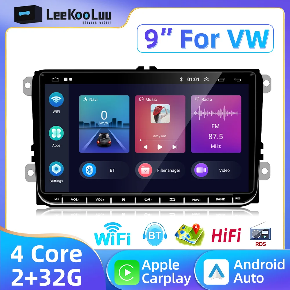 

LeeKooLuu 9" Carplay Android Auto Radio For Volkswagen VW Passat B6 B7 CC Tiguan Touran GOLF POLO Car Multimedia Player Wifi GPS