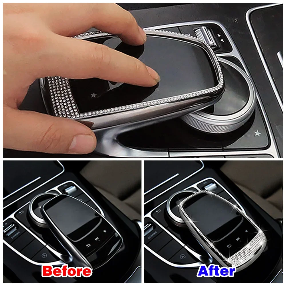 For Mercedes Benz C E GLC Class W205 W213 X253 2015 2019 Central Console Mouse Adjust Button Switch Trim Crystal Diamond Sticker