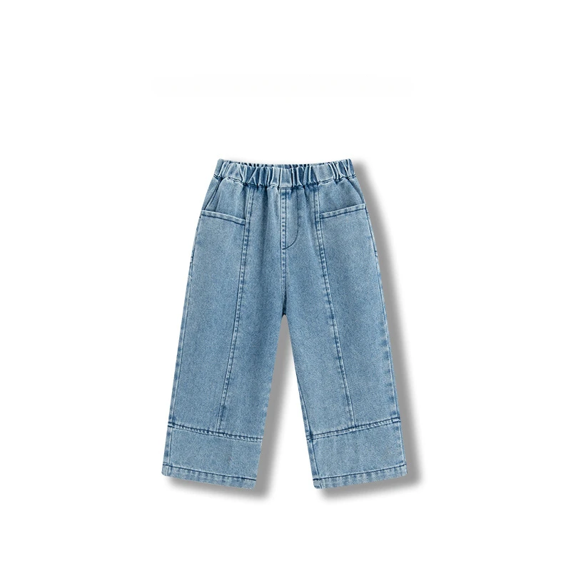 

2024 Spring and Autumn New Fashionable and Versatile Children's Korean Style Jeans Trend Boys Girls Pants Clothes