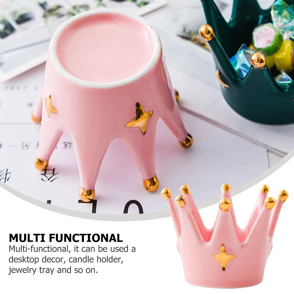 

Ceramics Crown Stand Elegant Crown Decor Jewelry Tray Holder Desktop Decoration Gift Jewelry Tray