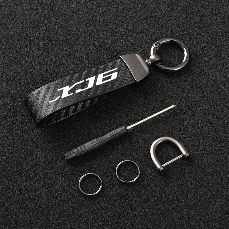 

Carbon Fiber Textured Leather Keychain Ultra HD Printing For yamaha XJ6 Keychain Motorcycle Accessories