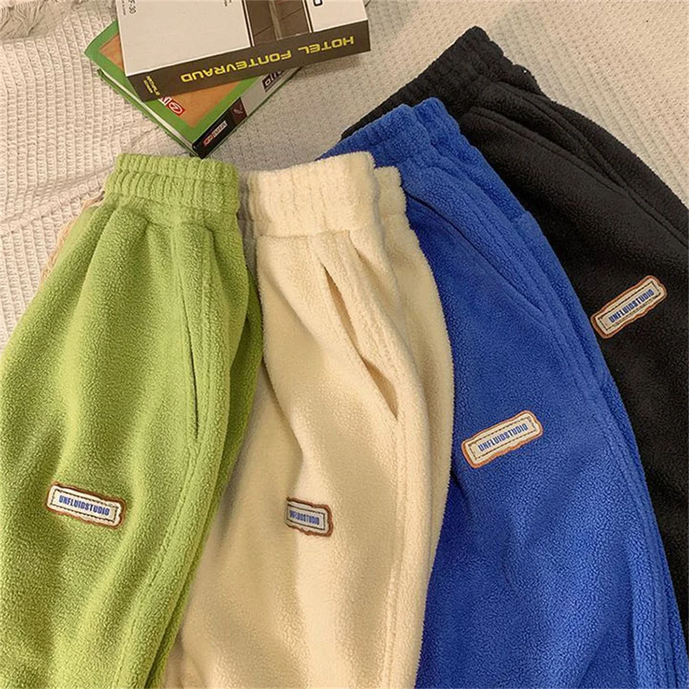 

Утепленные зимние флисовые брюки с высокой талией для женщин, свободные теплые спортивные мешковатые спортивные штаны Kpop Y2k, одежда высокого качества для бега