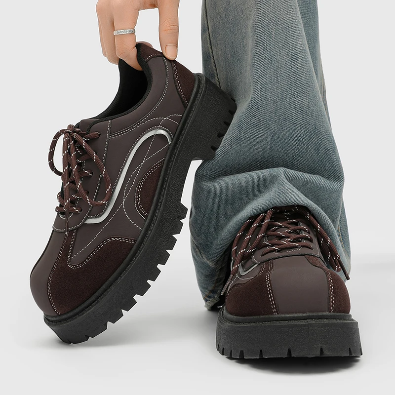 

Men Derby Shoes PU Splicing Thick Bottom Trendy Classic Comfortable Men Shoes Size 39-46