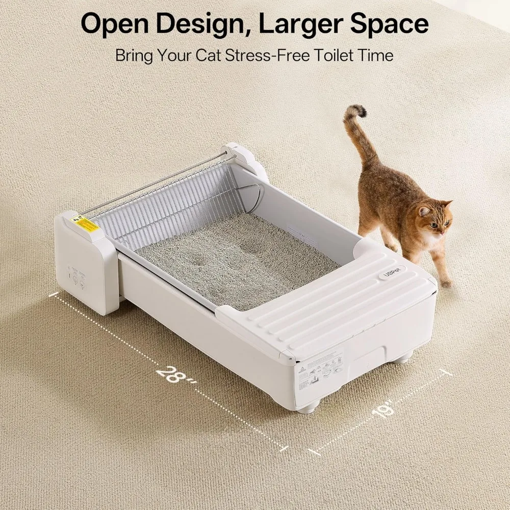 Open Top Automatic Cat Litter Box, Self Cleaning with Anti-Pinch Sensors, APP Control & Odor Removal, Large Capacity , Custom