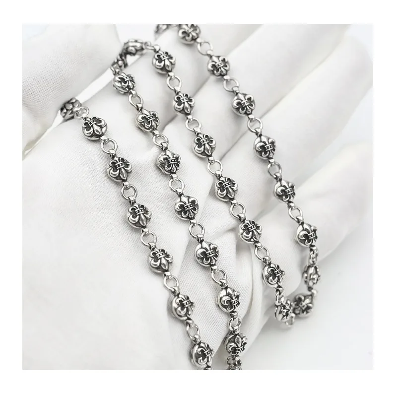 

Trendy Retro Personality Domineering Thai Silver Cross Round Anchor Splicing Necklace Heavy Industry Iris Sweater Chain Pendant