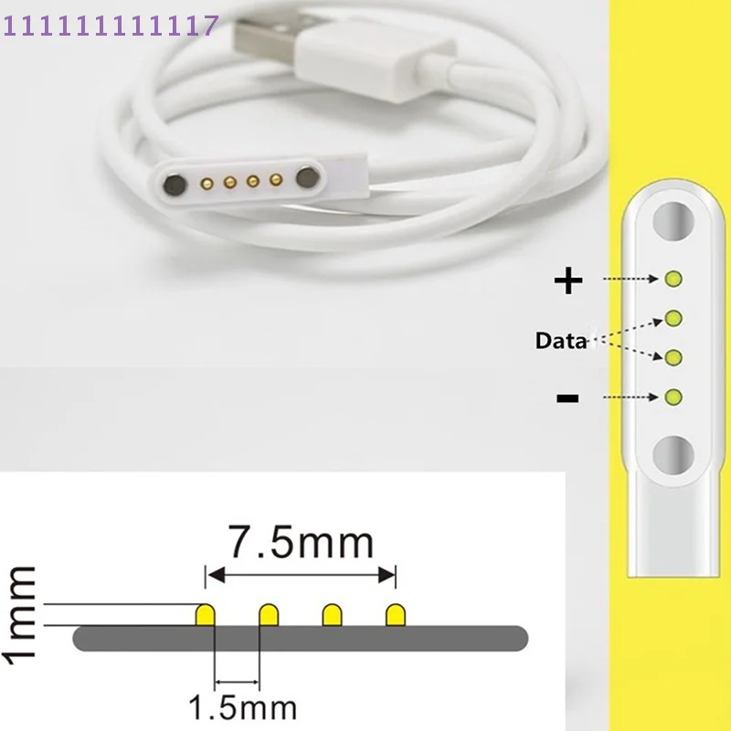 Magnetic Children's Smartwatch Charger Magnetic Charger USB 2.0 Charging Cable Cord Power 4 Pin For Smart Watch KW88