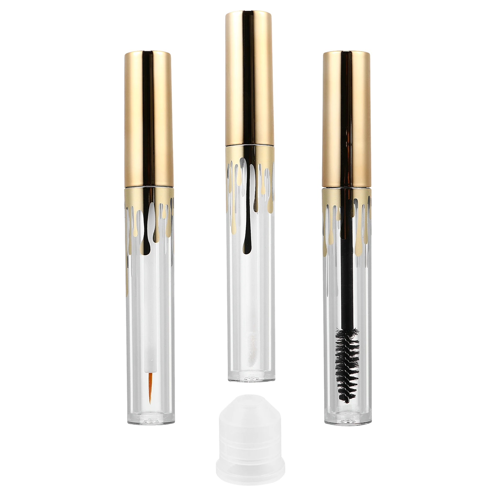

3pcs Plastic Eyeliner Container DIY Lip Container Gloss Bottle Clear Reusable Diy Lip Balms Tube Travel Sample