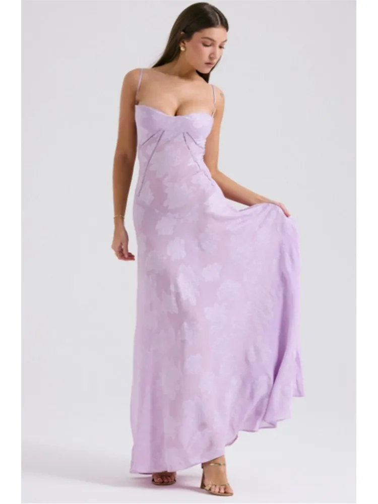

Sexy Lace Camisole Spring Summer New French Strap Niche Vacation Elegant Casual Long Low Cut A-line Dress