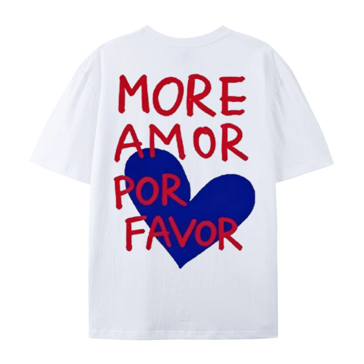 1. Unisex More Amor Por Favor T-Shirt Retro Hand Drawn Heart Print Spanish Slogan Casual Short Sleeve Tee Aesthetic Love Lover G
