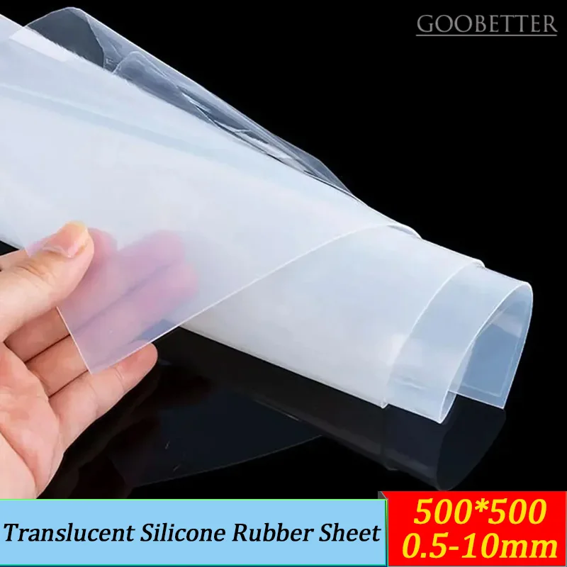 High Temp Food Grade Translucent Silicone Sheet, Gasket, Rubber Plate 500x500mm, 0.5-10mm Thick, Oil Solvent Resistant