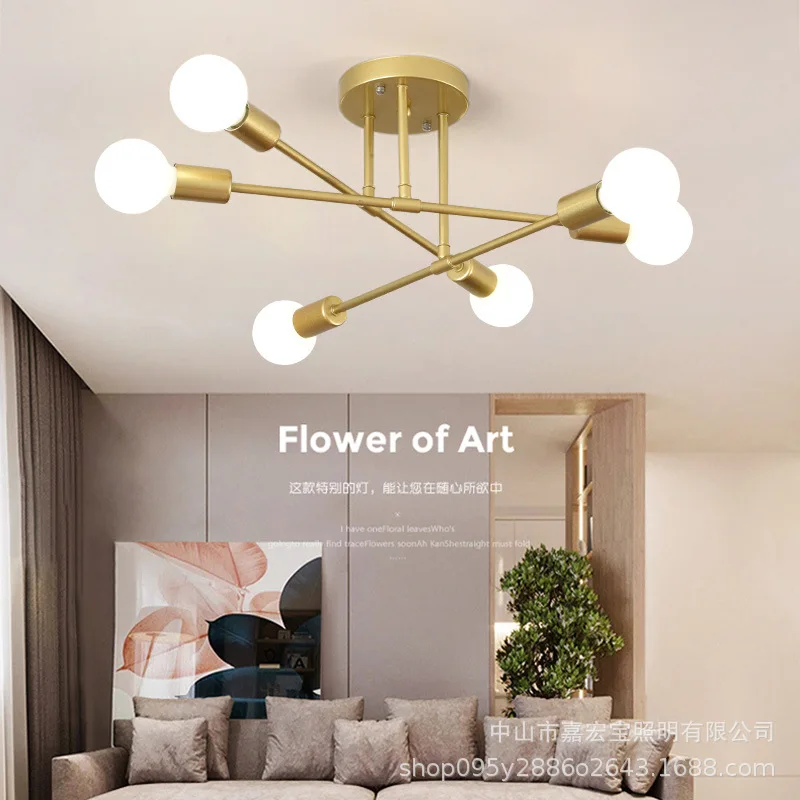 

Vintage Ceiling Lamp Pendant Lamp Multiple E27 Lamp Base 6 Heads Black/White/Gold For Living Room Modern Simplicity LED Ceiling