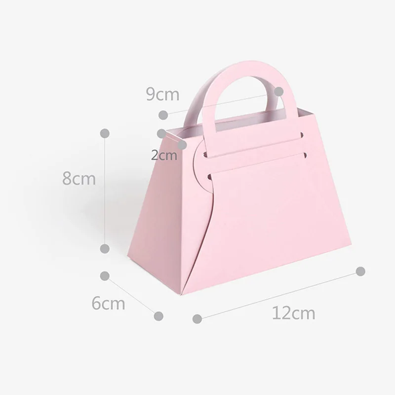 10Pcs Pink Handbag Candy Box Creative Mini Wedding Festival Favor Gift Box Fold Packaging Bag Engagement Birthday Party Supplies