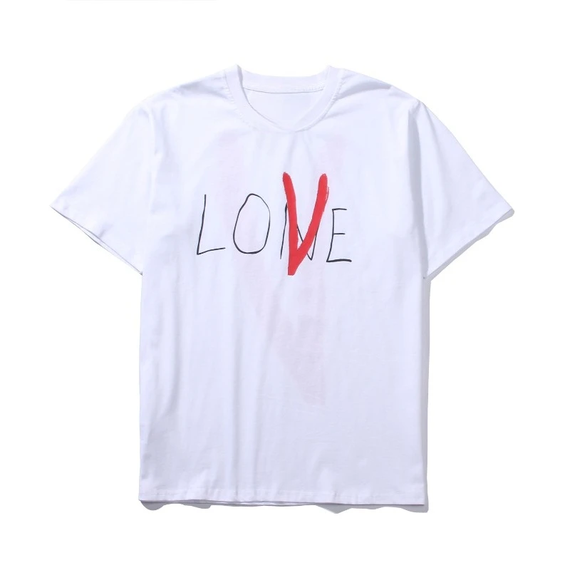 

Valentine's Day limited edition LOVE Red V-shaped printed half-sleeved loose round-neck short-sleeved T-shirts for men and women