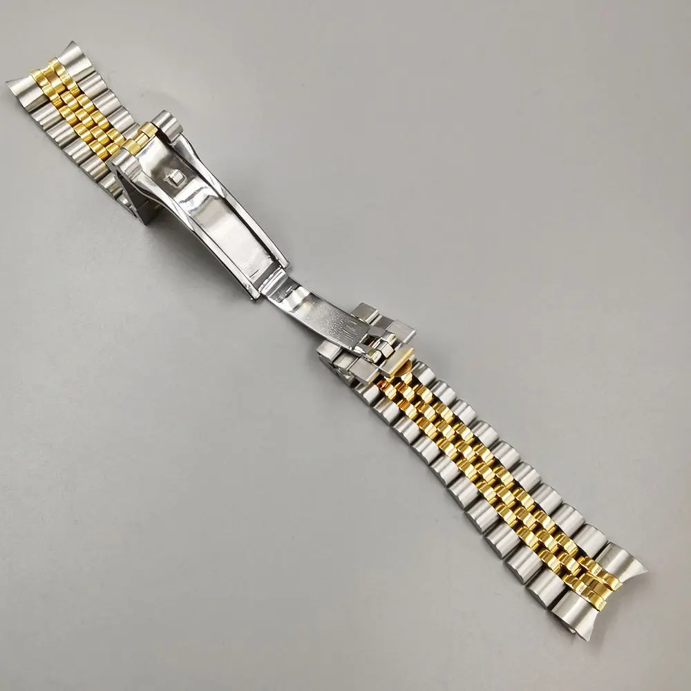 20mm 316L Stainless Steel Solid Curved End Jubilee Hidden Clasp Watch Band Strap Bracelet Fits for RLX 116200 116233 116234