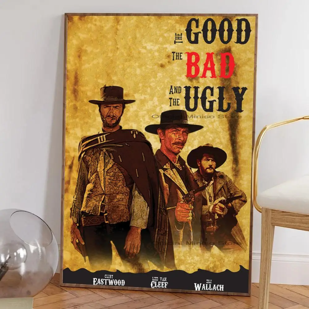 1pc Vintage The Good The Bad And The Ugly Poster Self-adhesive Art Waterproof Paper Sticker Coffee House Bar Room Wall Decor