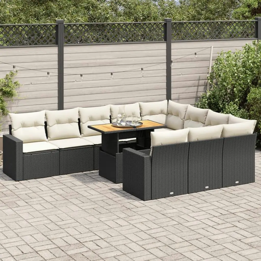 

Cozy Black Poly Rattan Garden Sofa Set with Adjustable Armrests for Outdoor Patio Furniture