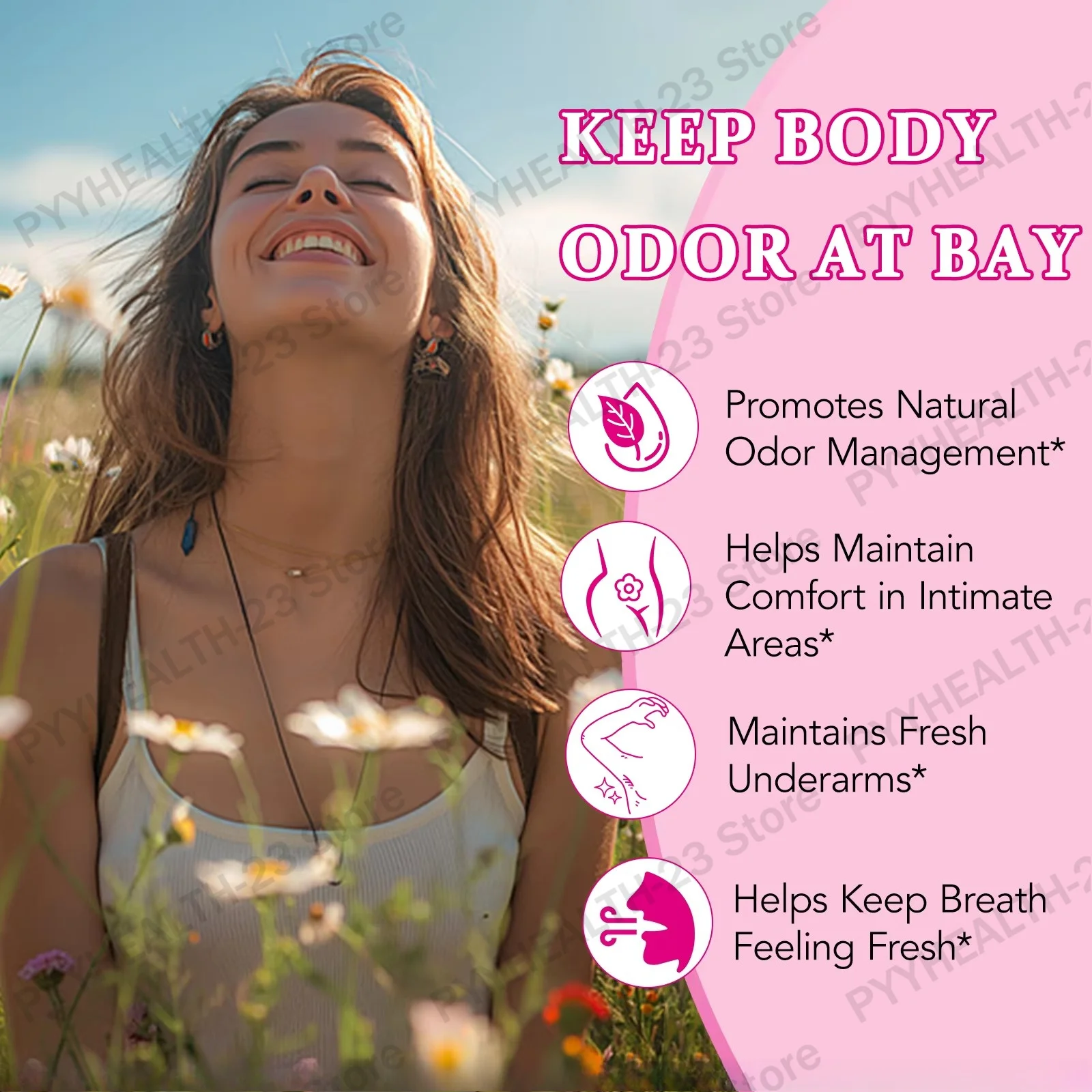 Body Deodorizing Supplement Softgels Deodorize The Body Keep Armpits & Breath Fresh Promote Comfort in Private Areas Natural