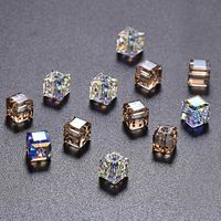 4-8MM Crystal Cube Beads Square Shiny AB Color Glass Loose Spacer Beads for Necklace Bracelet DIY Jewelry Crafts Making Supplies