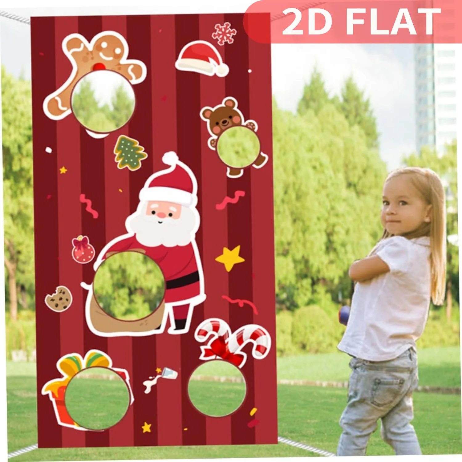 

1pc Red Christmas Sandbag Toss Game Banner(only banner), Polyester Hanging Banner, Ideal for Family Gatherings Game Banner