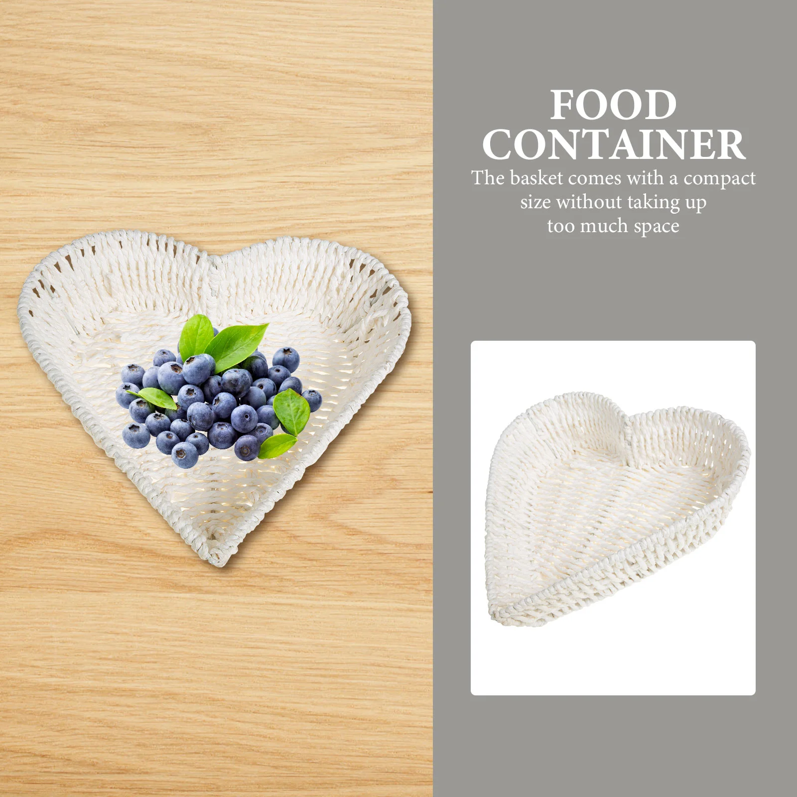 Coffee Table Decor Paper Rope Heart Basket Fruit Storage Tray Kitchen Supply Platter Desktop Dried Food Container White Miss