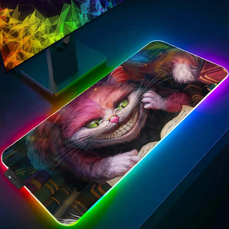 لوحة ماوس RGB أليس في بلاد العجائب Lockedge بإضاءة خلفية للألعاب XXL ملحقات لوحة مفاتيح ألعاب الكمبيوتر LED حصيرة ماوس مكتبية #5