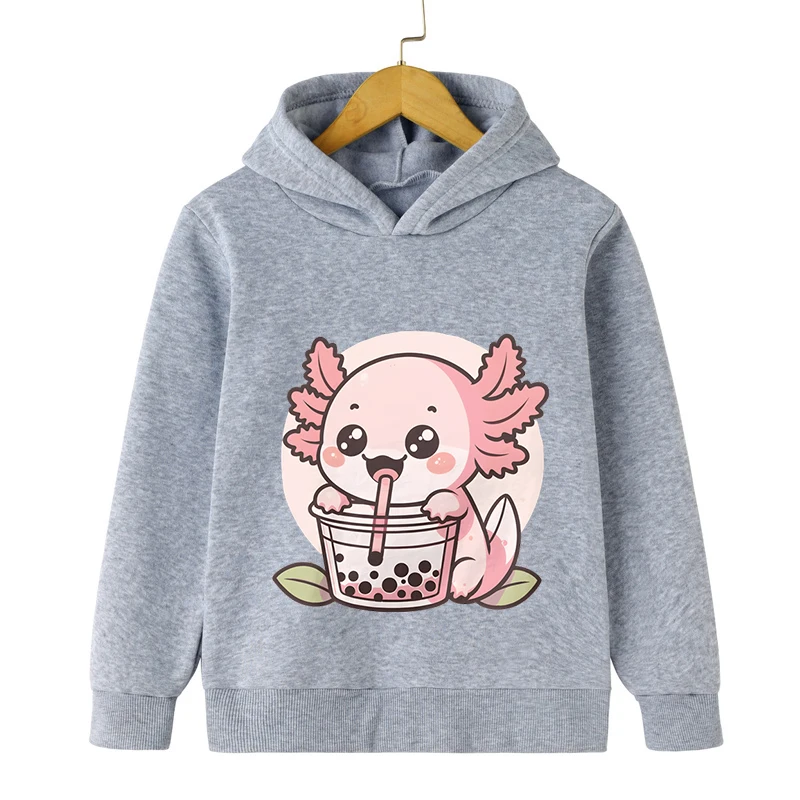 Children Hoodie Axolotl Bobo Tea Sweatshirt Kids Cartoon Animal Milk Tea Tracksuits Long Sleeve Lovely Style Boy Girl Sudaderas