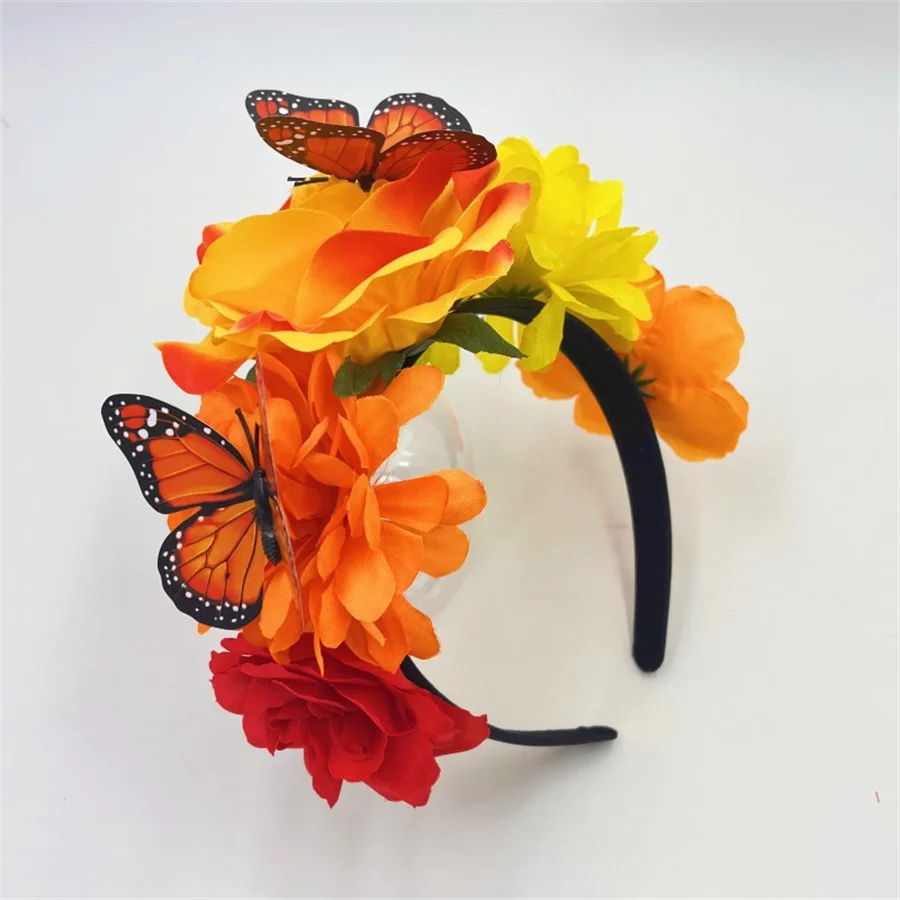 2024 New Fashion personality Boho Flower Crowns Headband For Women Faux Floral Hairband Wedding Art Photography Hair Accessories