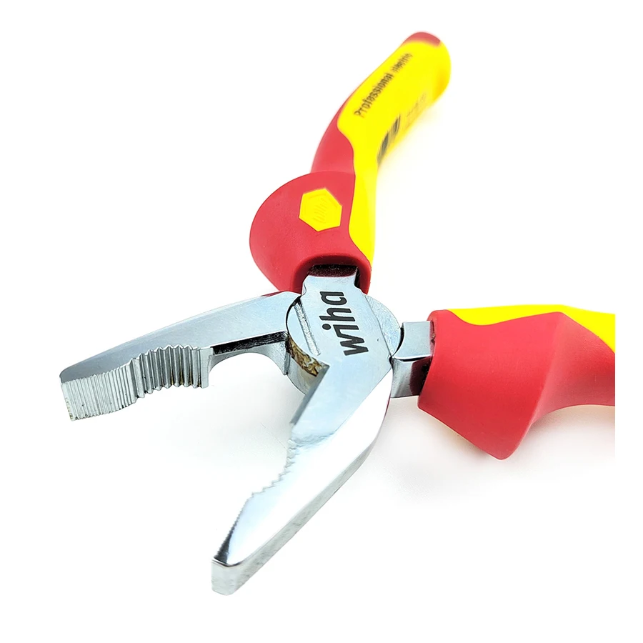 WIHA 26705 Insulated Combination Plier 1000V VDE Insulated Steel Wire Cutter with Extra Long Cutting Edge 160mm Electrical Plier