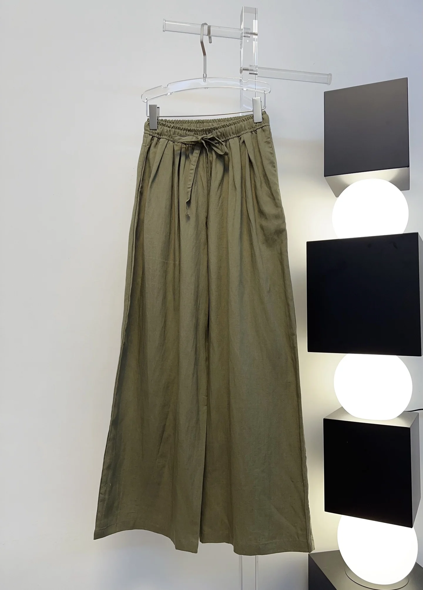 2026 New Back Pocket Gold Label Linen Wide Leg Pants  Linen Wide Leg Style