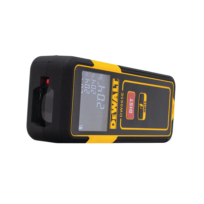 DEWALT DW065E Lightweight Laser Distance Measurer 65FT Range LCD Screen Rangefinder High Contrast Easy to Use Electric Gauge