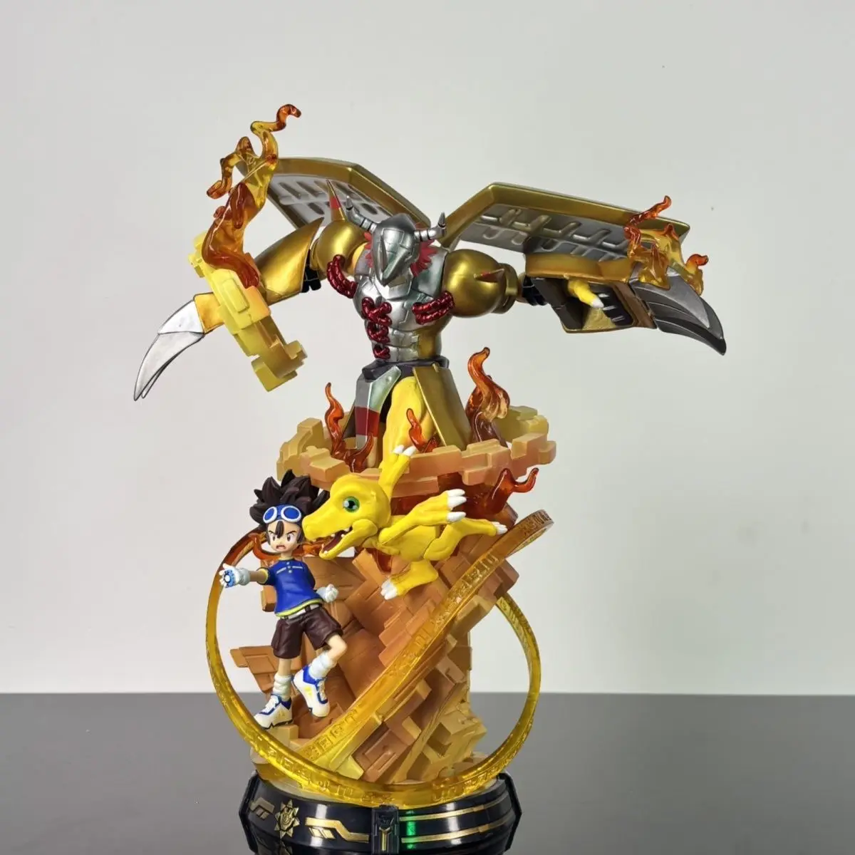 Digimon Figure Greymon Figures Luminescent Statue 32cm Anime Figurine Collection Model Desk Ornaments Kids Toys Birthday Gifts