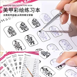 12pcs Nail Art Painting Practice Paper Book Lines Flower Learning Drawing Template Exercise Tool Reusable Nail Art Training Card