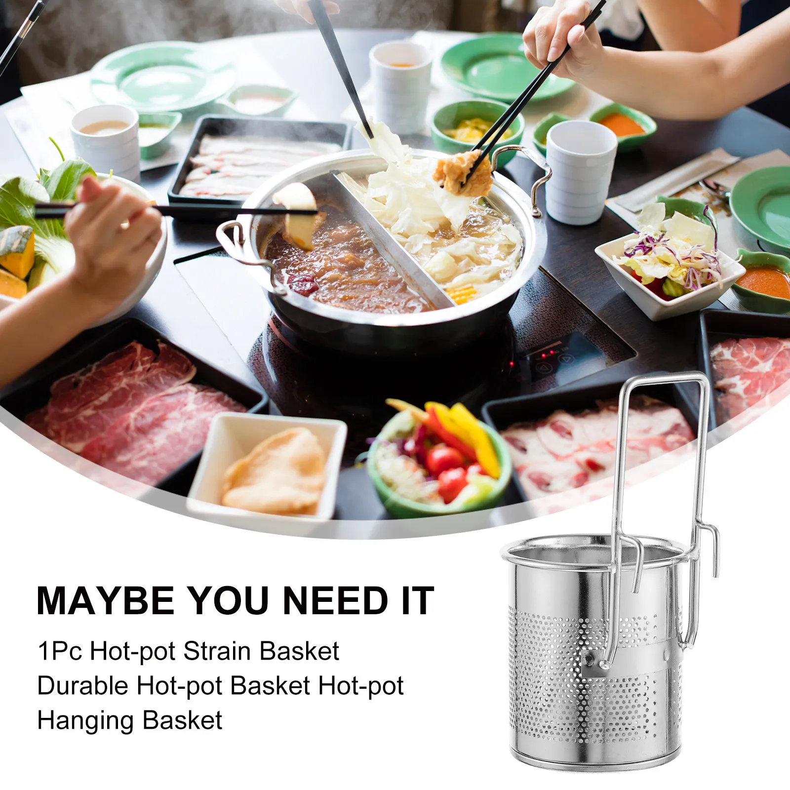 1Pcs Hot Pot Hanging Strain Basket Stainless Steel Filtering Basket Simple Robust Design for Home Restaurant Hot Pot Use